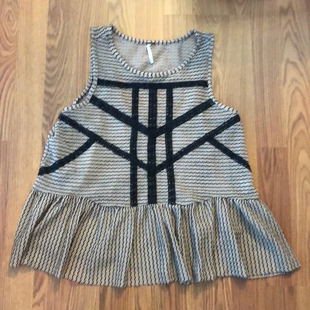 Free People Lace Peplum Sleeveless Top